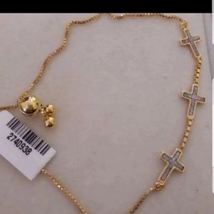 Gold over sliver CZ cross bracelet